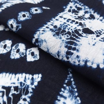 ＜お仕立て代込＞有松絞 「茂み葉」 浴衣 濃藍色に白 着尺（綿生地）の画像
