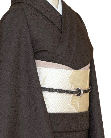 京都丹後の機屋×千成堂着物店 1点もの帯揚げ 「鱗×銀節糸」 濃灰桜色×銀＜即日発送可＞ の画像