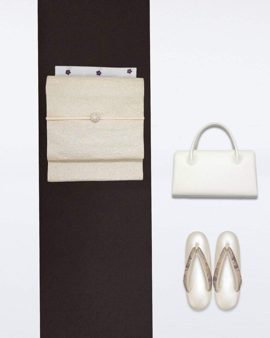 勝山さと子×和小物さくら 草履 「ハンプ×帯地」 千成堂別注 白生成 Mサイズ の画像