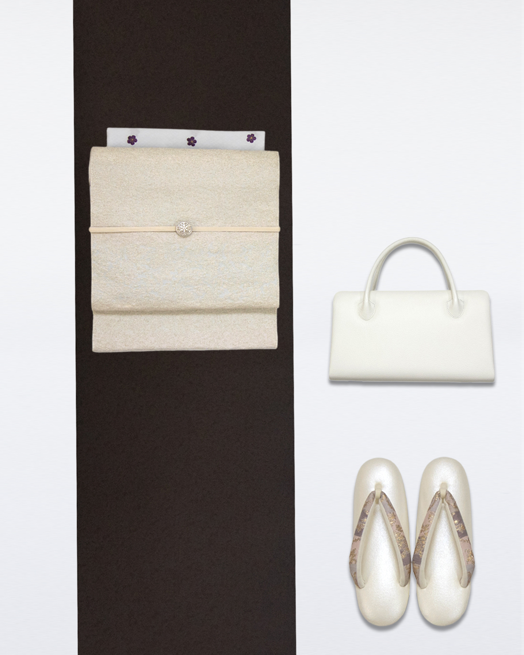 勝山さと子×和小物さくら 草履 「ハンプ×帯地」 千成堂別注 白生成 Lサイズ の画像