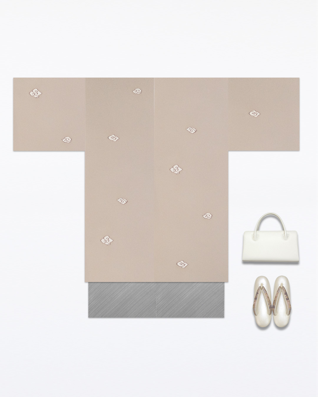 勝山さと子×和小物さくら 草履 「ハンプ×帯地」 千成堂別注 白生成 Lサイズ の画像