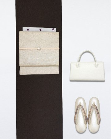 勝山さと子×和小物さくら 草履 「ハンプ×帯地」 千成堂別注 白生成 Lサイズ の画像