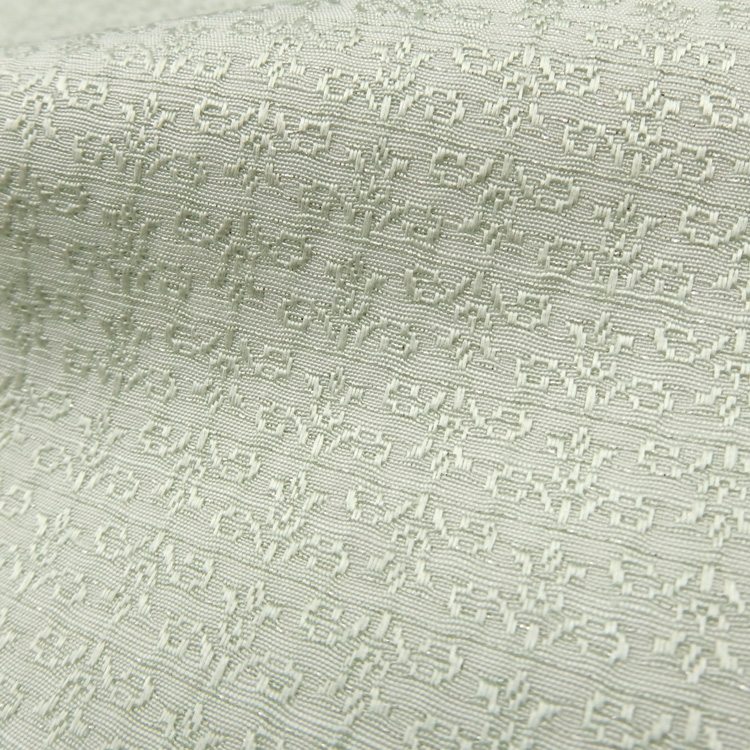 京都丹後の機屋×千成堂着物店 一点もの帯揚げ 「唐草×銀節糸」 青磁鼠×銀＜即日発送可＞ の画像