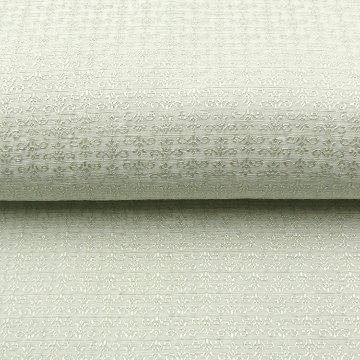 京都丹後の機屋×千成堂着物店 一点もの帯揚げ 「唐草×銀節糸」 青磁鼠×銀＜即日発送可＞ の画像
