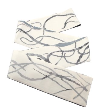 ＜お仕立て上がり＞佐藤碧 「逆光」 半幅帯 白よごしと灰青の画像