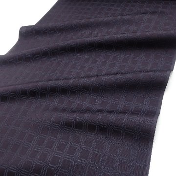 ＜お仕立て代込＞京都丹後の機屋×千成堂着物店 「野蚕白着尺 吉野格子文」灰紫 の画像