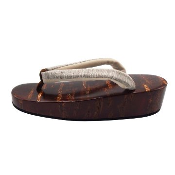 千成堂着物店 桜張の下駄×柳川千秋 「草木染・手織絣」 鼻緒 Mサイズ 舟形の画像