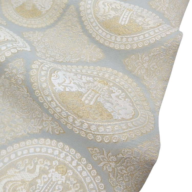 鈴木織物 「向獅子文」 水衣錦 袋帯 灰白色＜お仕立て代込＞の画像