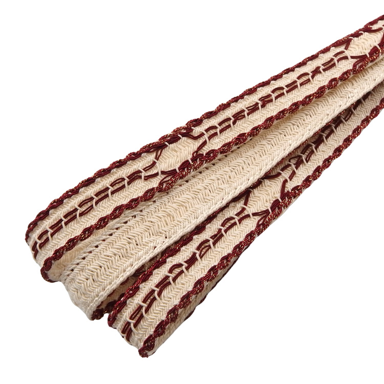 和小物さくら 夏帯締め レース 生成色 紅色に銀糸 ＜即日発送可＞の画像