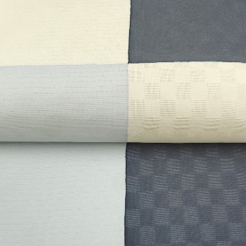 和小物さくら 市松絽 夏帯揚げ 薄雲鼠と藍墨と練色 ＜即日発送可＞の画像