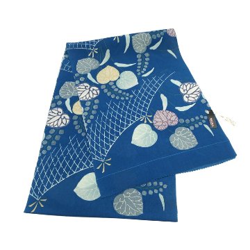 和小物さくら☓多ち花 帯揚げ 摺型友禅 葵に網 藍色＜即日発送可＞の画像