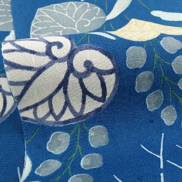 和小物さくら☓多ち花 帯揚げ 摺型友禅 葵に網 藍色＜即日発送可＞の画像