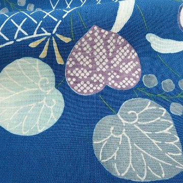 和小物さくら☓多ち花 帯揚げ 摺型友禅 葵に網 藍色＜即日発送可＞の画像