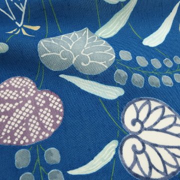 和小物さくら☓多ち花 帯揚げ 摺型友禅 葵に網 藍色＜即日発送可＞の画像