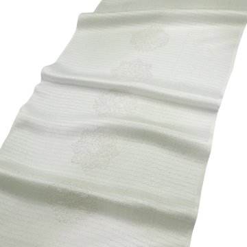 和小物さくら 夏帯揚げ 絽銀花菱ぼかし 白緑＜即日発送可＞の画像