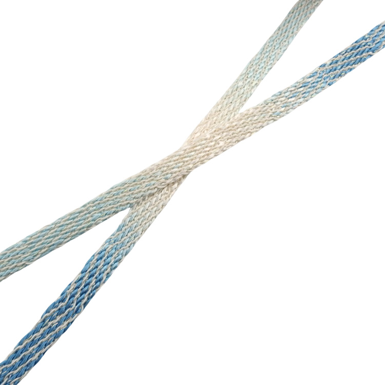 和小物さくら 夏帯締め 綾竹紅梅ぼかしレース 生成色に露草色と白藍 ＜即日発送可＞の画像