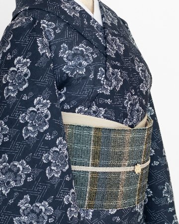 小林純子 「裂織布（さきおりふ）・仕立て上がり」 半幅帯 青緑系の画像
