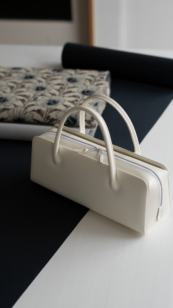 衿秀 利休バッグ 「総本革(八寸三分・横長)」 千成堂別注 白よごし＜即日発送可＞の画像