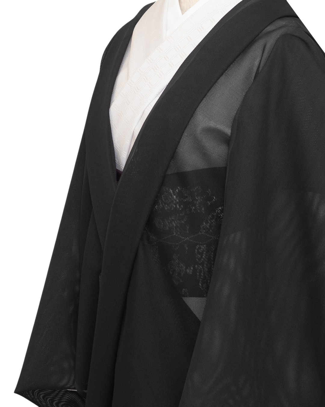 京都丹後の機屋×千成堂着物店 「丹後本紗 一尺一寸（広幅）羽尺」 3シーズンコート ちりよけ 道中着に / 墨黒＜お仕立て代込＞の画像