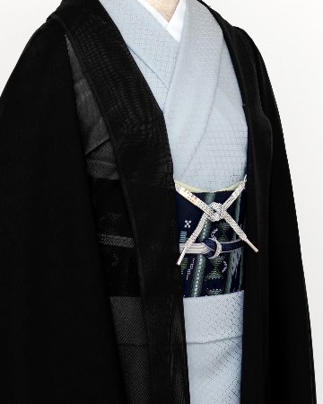 京都丹後の機屋×千成堂着物店 「丹後本紗 一尺一寸（広幅）羽尺」 3シーズンコート ちりよけ 道中着に / 墨黒＜お仕立て代込＞の画像