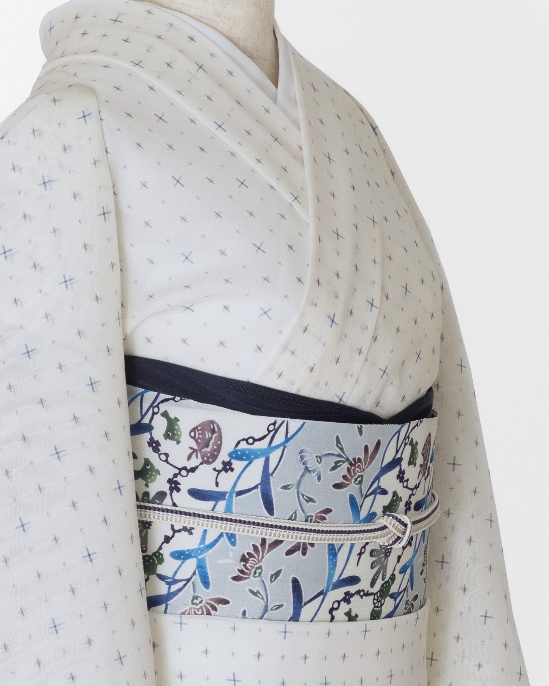 城間栄順×小千谷紬 「彩潮」 千成堂別注 本場琉球紅型 九寸名古屋帯