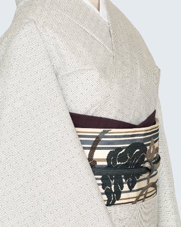 前田紬工芸 本場大島紬 「白大島(一元式・経緯絣) 秋名バラ」 着尺 白