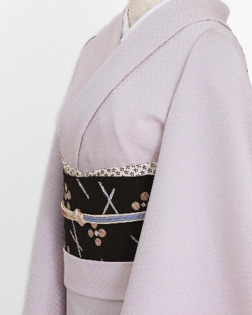 京都丹後の機屋×千成堂着物店 「野蚕白着尺 菱」 灰桜（やや青みのある灰ピンク系・色無地）＜お仕立て代込＞ の画像