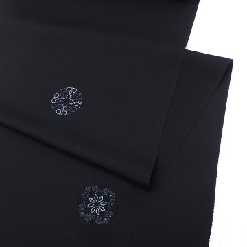 ＜お仕立て代込＞千成堂着物店 「刺繍×飛び柄の小紋」 羽織 道行 着物衿コート ちりよけ 道中着に 黒紫色の画像