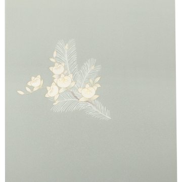 ＜お仕立て代込＞吉澤「橘と松」千成堂別注 友禅の付下げ 柳鼠（灰緑系） の画像