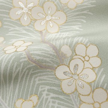 ＜お仕立て代込＞吉澤「橘と松」千成堂別注 友禅の付下げ 柳鼠（灰緑系） の画像