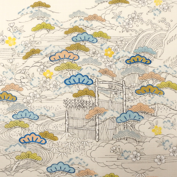 ＜お仕立て代込＞成謙 「四季花松垣 御所解」 千成堂別注 九寸名古屋帯 染め帯 夏帯〜単衣帯 生成色の画像