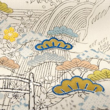 ＜お仕立て代込＞成謙 「四季花松垣 御所解」 千成堂別注 九寸名古屋帯 染め帯 夏帯〜単衣帯 生成色の画像