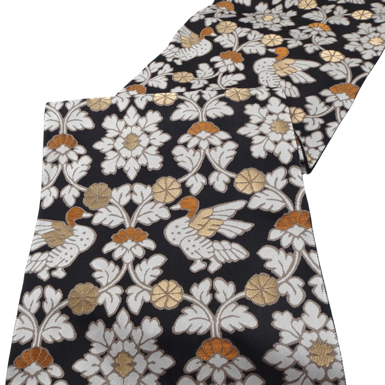 北村武資（織匠北むら） 「天平立枠」  経錦 袋帯 墨色＜お仕立て代込＞の画像