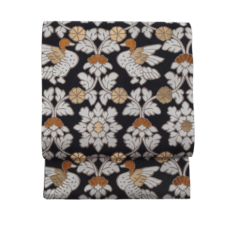 北村武資（織匠北むら） 「天平立枠」  経錦 袋帯 墨色＜お仕立て代込＞の画像