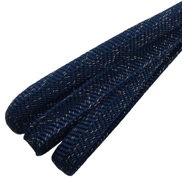 衿秀 帯締め 三分紐 紺色に銀糸 ＜即日発送可＞の画像