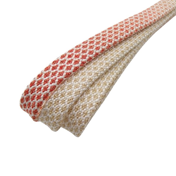 渡敬×四代 藤三郎紐 帯締め 東亀甲片ボカシ撚房 白から朱にぼかし・金糸＜即日発送可＞の画像