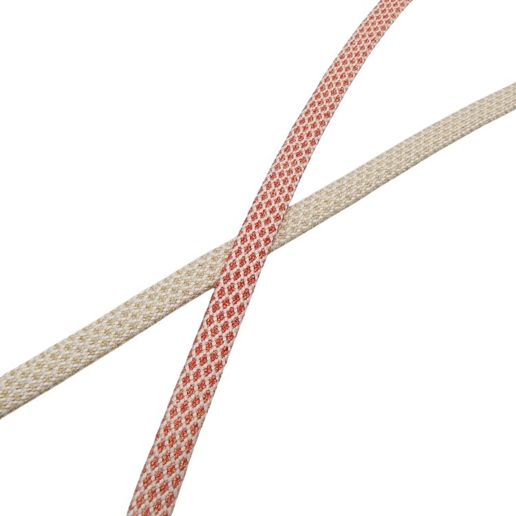渡敬×四代 藤三郎紐 帯締め 東亀甲片ボカシ撚房 白から朱にぼかし・金糸＜即日発送可＞の画像