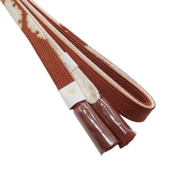 渡敬 帯締め 高麗片胴雪輪撚房 渋紙色（茶系）・金糸＜即日発送可＞の画像