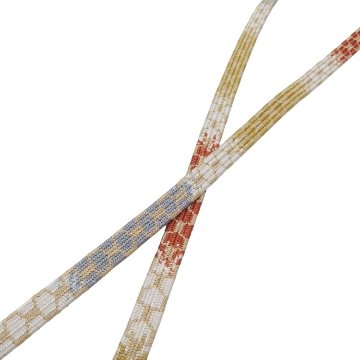 渡敬 帯締め 貝ノ口亀甲段ぼかし 白よごし・灰赤茶・薄鼠・女郎花（緑みの灰黄）に金糸＜即日発送可＞の画像