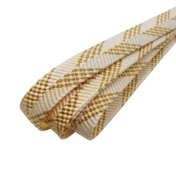 渡敬 帯締め 笹波木葉ぼかし撚房 白から生成・金糸＜即日発送可＞の画像