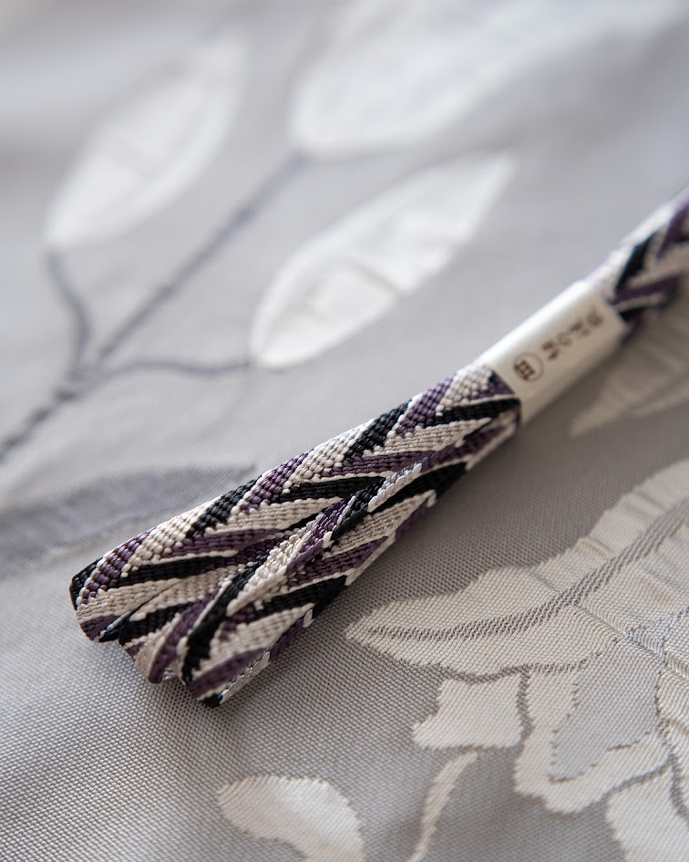 渡敬 帯締め 笹波三色木葉撚房(笹浪) 白・灰紫・鉄紺に銀糸＜即日発送可＞の画像