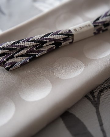 渡敬 帯締め 笹波三色木葉撚房(笹浪) 白・灰紫・鉄紺に銀糸＜即日発送可＞の画像