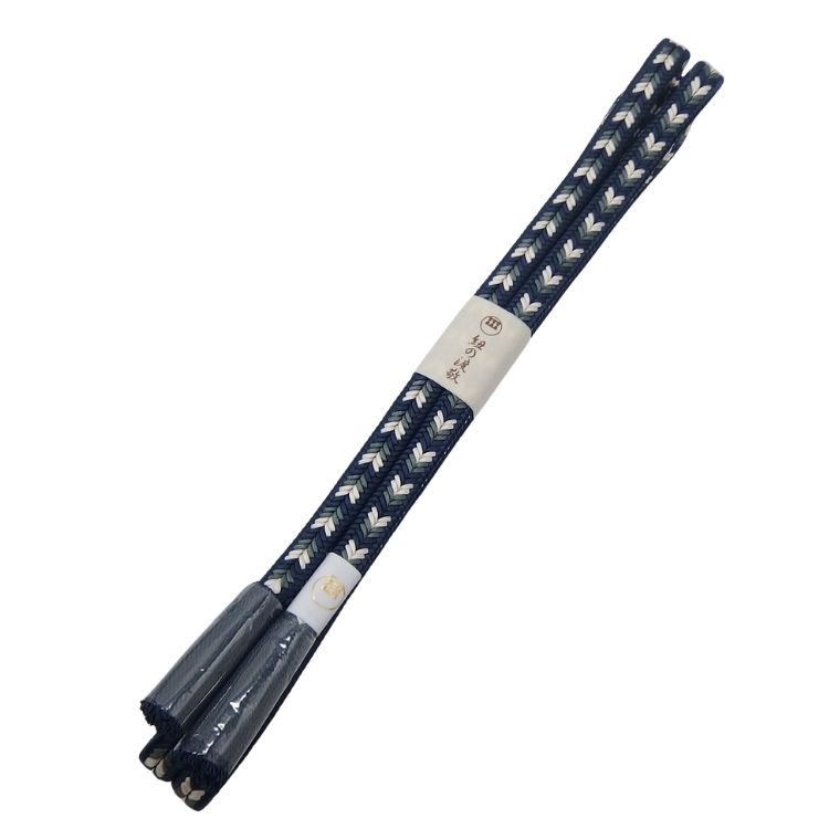 渡敬 帯締め 新ゆるぎ矢柄撚房 鉄紺・灰緑＜即日発送可＞の画像