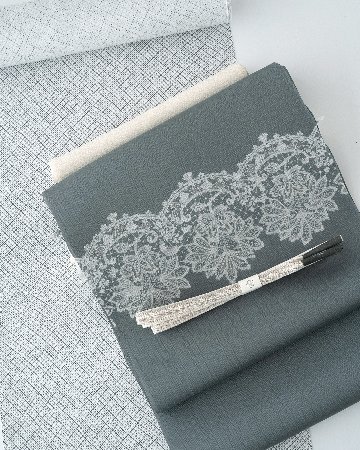 千成堂着物店 帯揚げ 灰白色 × 絽（銀通し）」 夏帯揚げ ＜即日発送可＞ の画像