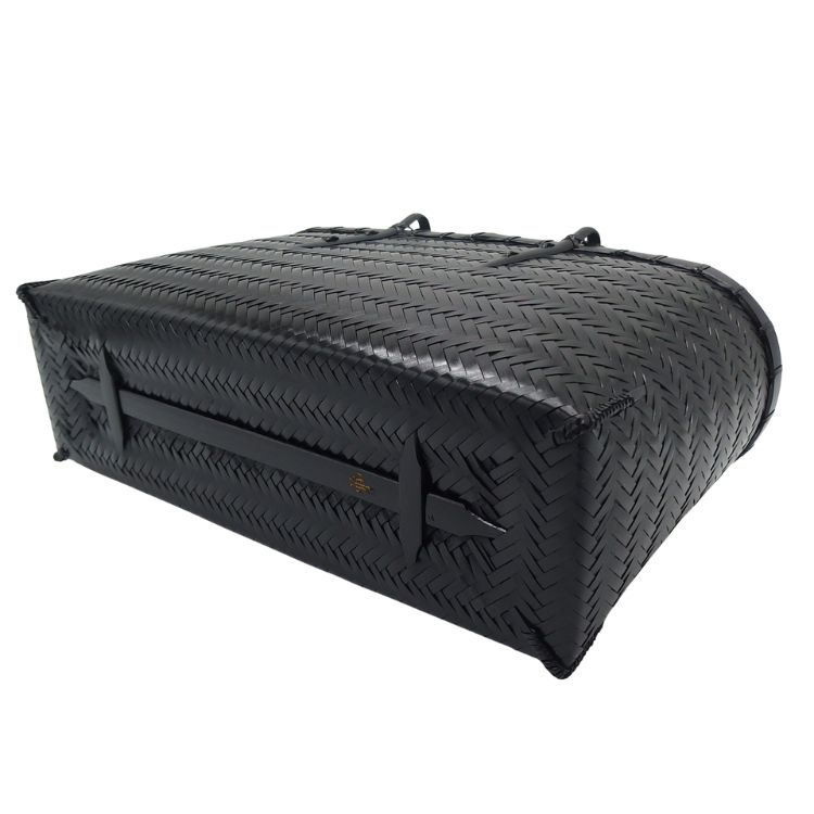 高江雅人(竹工房オンセ) 竹細工バッグ 「網代 2L低 黒×竹手 艶あり