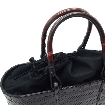 竹工芸家　高江雅人作　黒　網代バッグ　未使用 伝統工芸士 高江雅人「竹のバッグ＆花入」展 - 九つ井 山の上