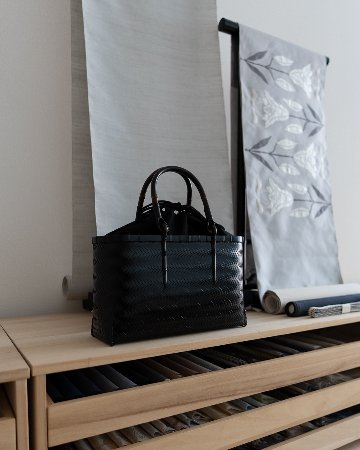 竹工芸家　高江雅人作　黒　網代バッグ　未使用 竹工芸家 高江雅人作 黒 網代バッグ 未使用