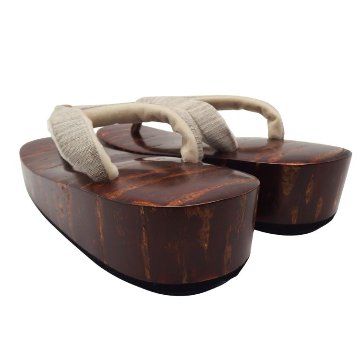 千成堂着物店 桜張の下駄×柳川千秋 「草木染・手織絣」 鼻緒 Lサイズ 舟形の画像