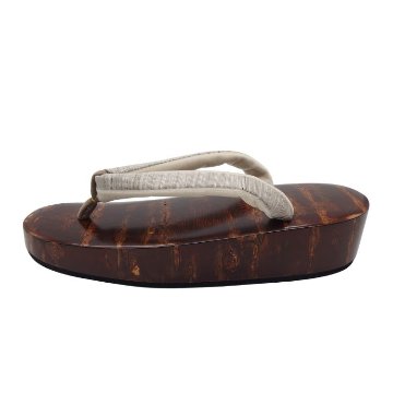 千成堂着物店 桜張の下駄×柳川千秋 「草木染・手織絣」 鼻緒 Lサイズ 舟形の画像