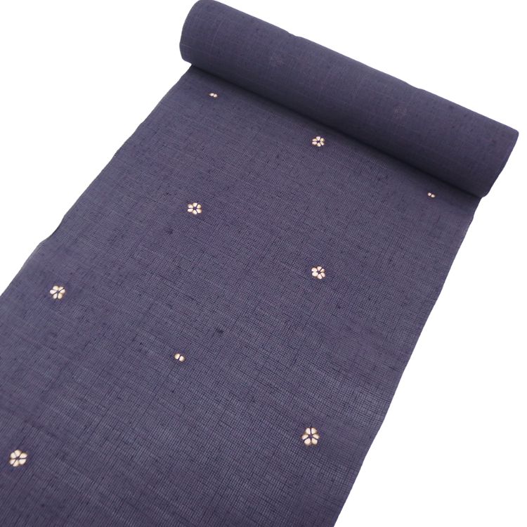 ＜お仕立て代込＞創柳庵（青柳）「草木染竹絞り×野々糸」 小紋着尺 濃紫鼠 夏・単衣兼用の画像